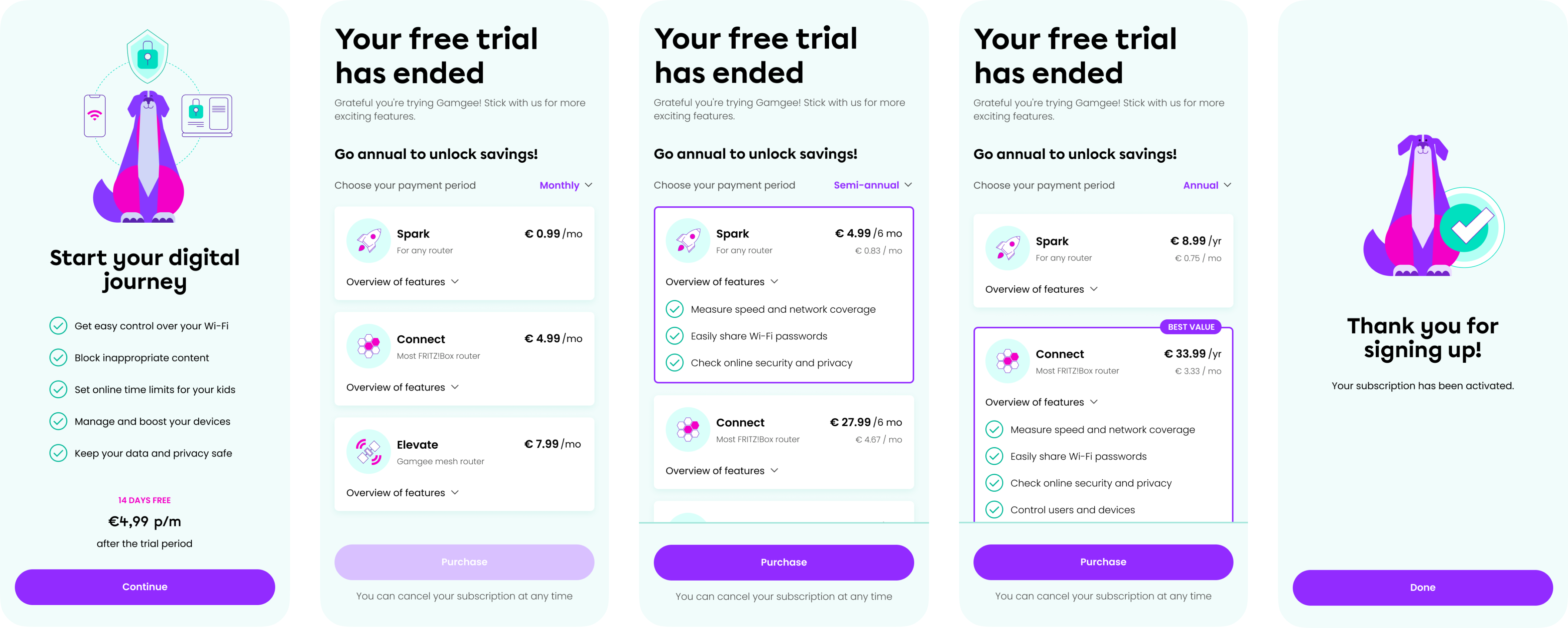 Subscription screen