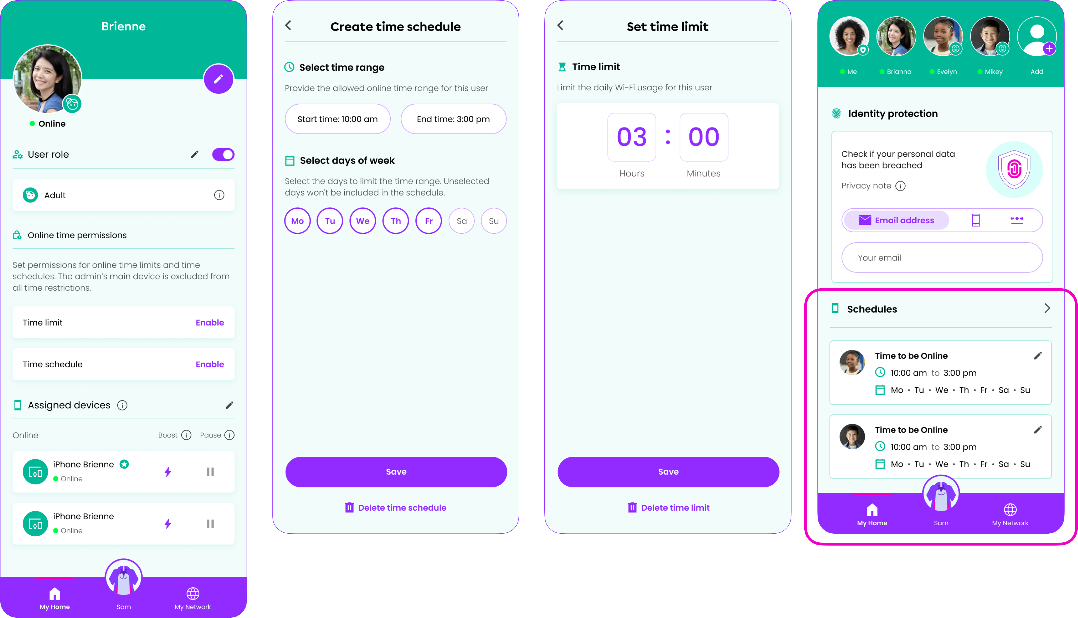 Parental controls screen