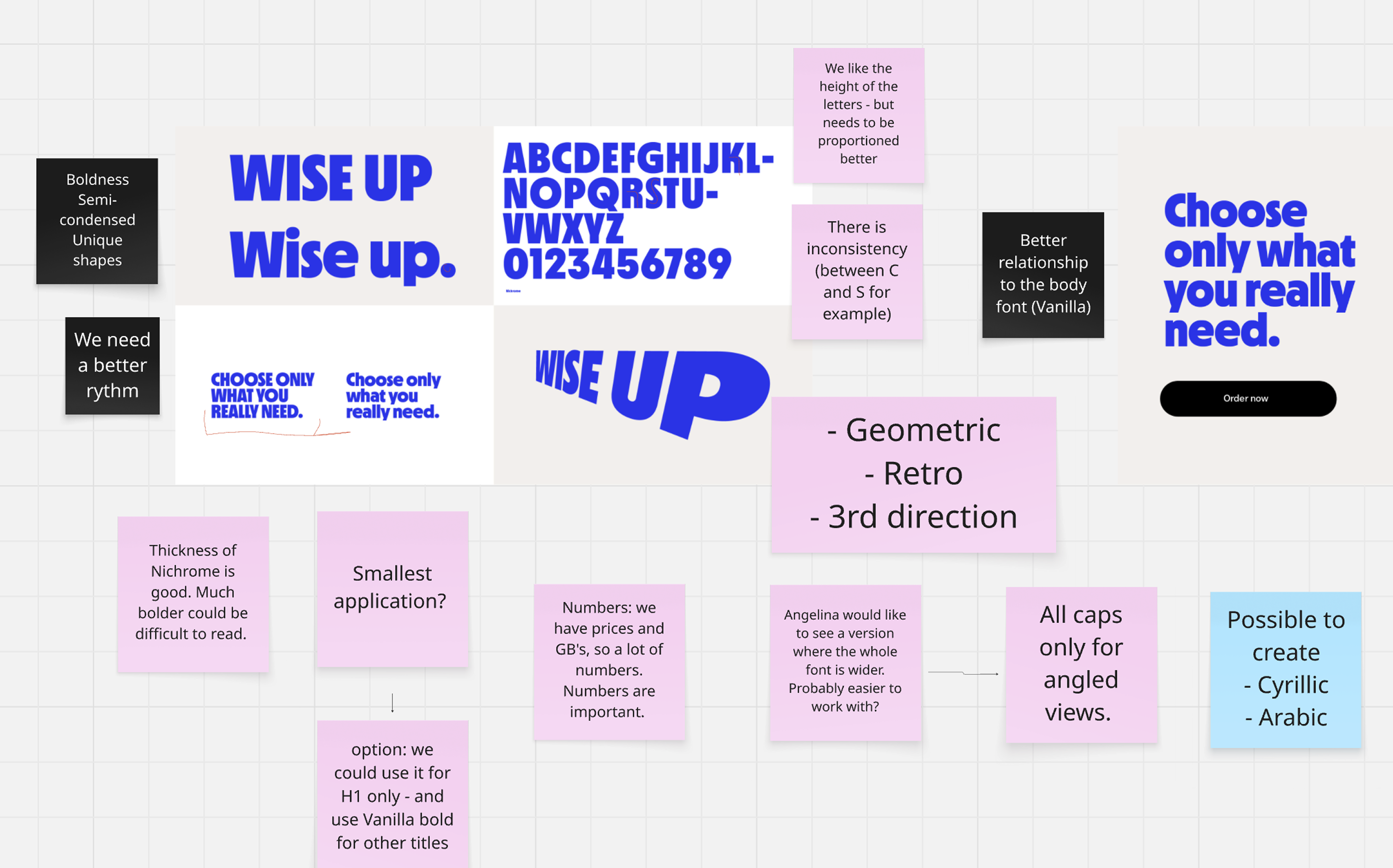 Lebara Sans type exploration board